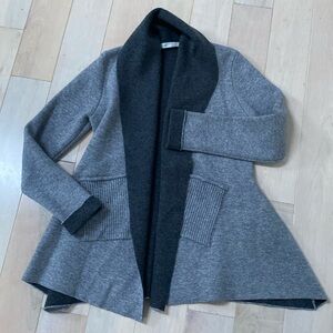 RAFFI Cashmere grey wrap cardigan warm wool blend jacket